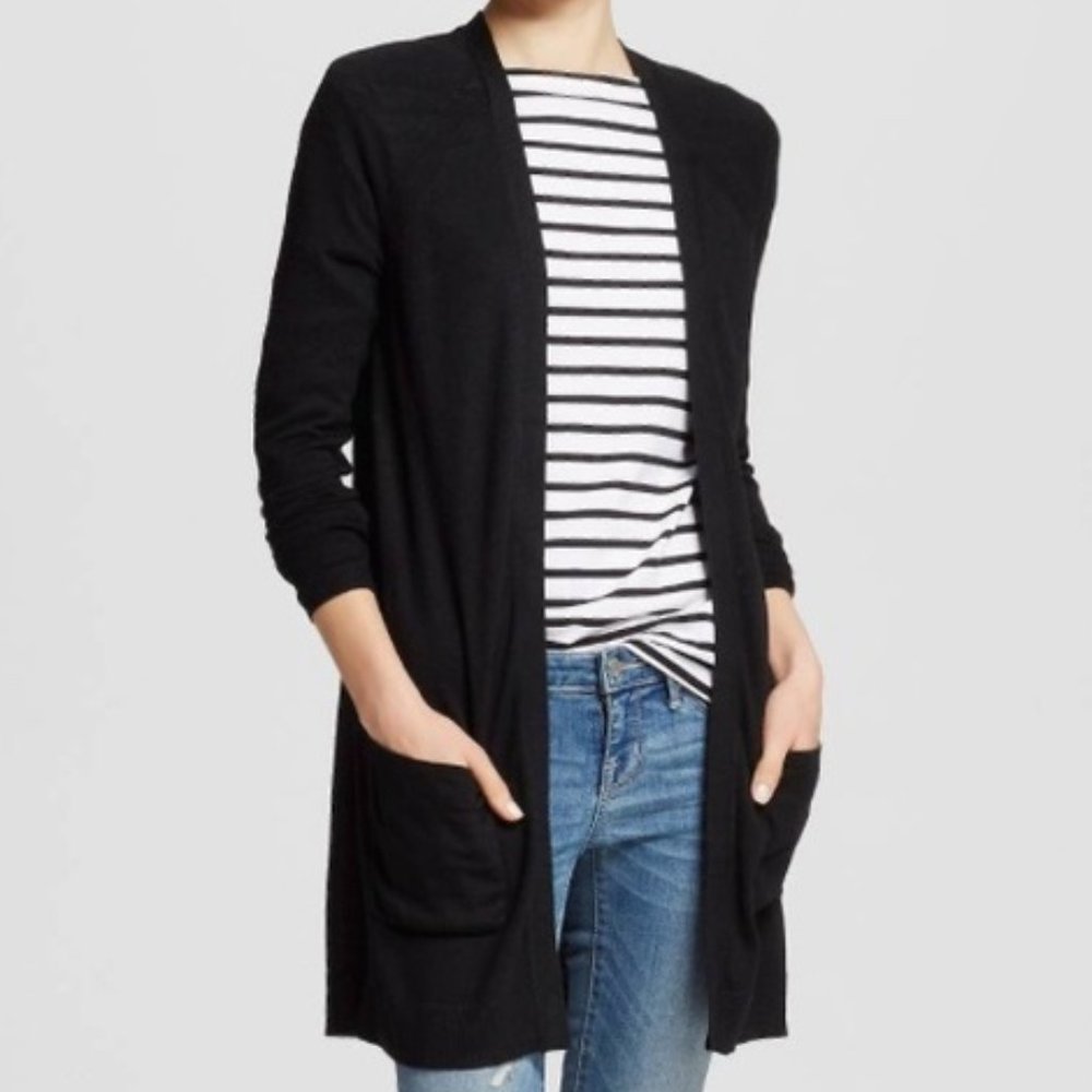 Mossimo Long Black Cardigan with Pockets